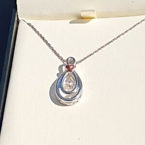 Fred Meyer 925 Sterling Silver 10K Rose Gold Dancing Diamond Pendant Necklace